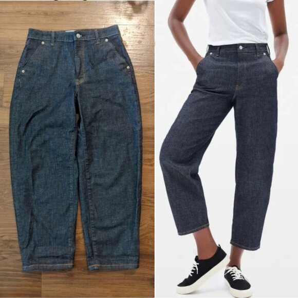 Everlane - The Arc Jeans Barrel Leg | Size 28 | Dark Blue Indigo Denim - Picture 1 of 9
